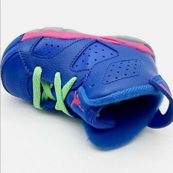 Jordan 6 Retro BT Game Royal White Vivid Pink Green Toddler Shoes 384667 439 - Picture 15 of 16